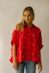 The Patoka Heart Embroidered Poplin Blouse in Red