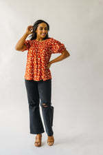 The Dumont Ruffle Sleeve Blouse in Rust Multi