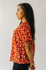 The Dumont Ruffle Sleeve Blouse in Rust Multi