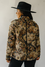 The Ellenton Floral Tapestry Jacket in Black + Natural