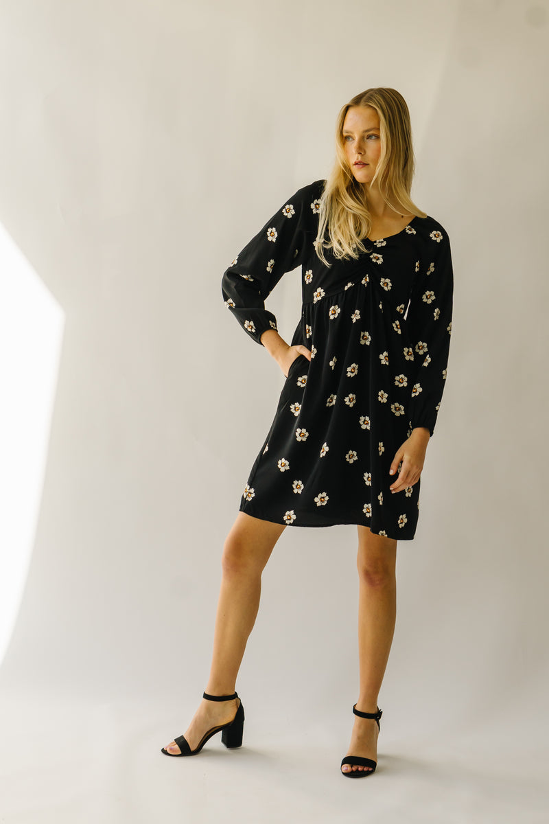 The Gwenevere Floral Detail Dress in Black