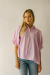 The Latham Oversized Button-Down Blouse in Pink + White Stripe