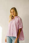 The Latham Oversized Button-Down Blouse in Pink + White Stripe
