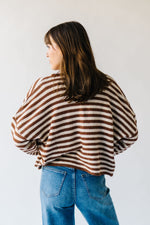 The Riggs Button-Down Sweater in Ivory + Brown Stripe