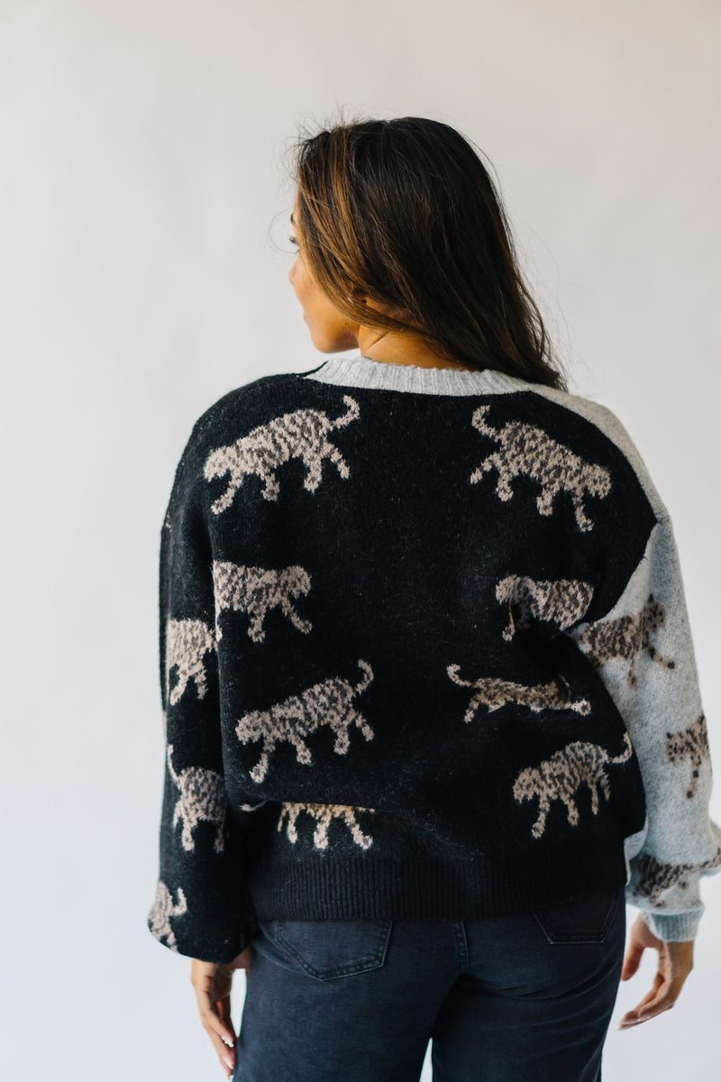 The Tramel Animal Detail Contrast Cardigan in Black