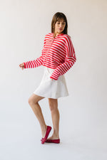 The Riggs Button-Down Sweater in Pink + Red Stripe