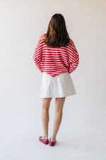 The Riggs Button-Down Sweater in Pink + Red Stripe