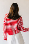 The Riggs Button-Down Sweater in Pink + Red Stripe