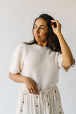 The Scarpo Short Sleeved Textured Sweater in Cream