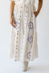 The Finnigan Embroidered Linen Maxi Skirt in Natural