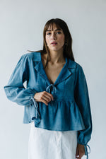 The Pullan Tie Front Blouse in Denim