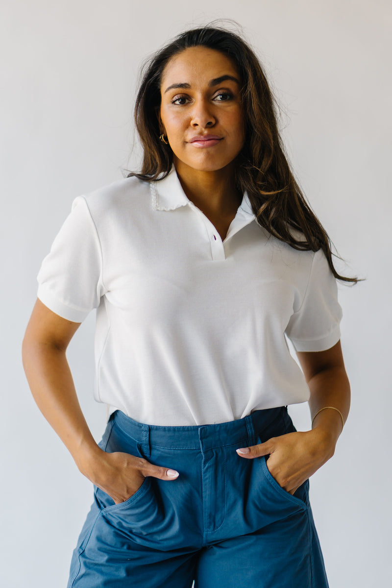 The Gupta Pique Polo Blouse in Ivory