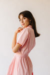 The Pierson Colorblock Pleated Midi Dress in Pink + Red