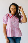 The Evenson Collared Gingham Peplum in Pink