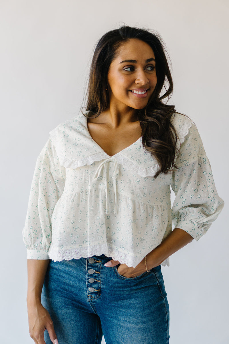 The Bodee Collared Peasant Blouse in Tan