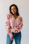 The Dobson Heart Embroidered Cardigan in Pink