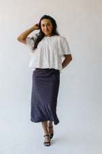 The Danzy Checkered Midi Skirt in Purple