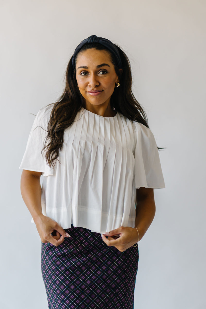 The Lindy Pleated Blouse in White