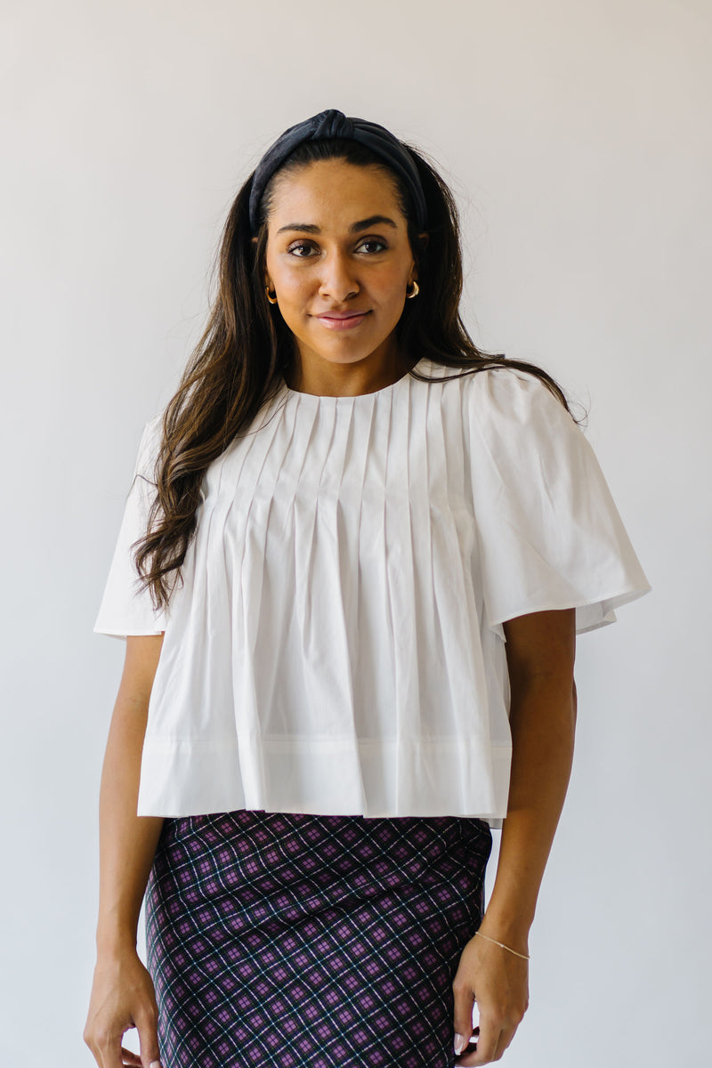 The Lindy Pleated Blouse in White