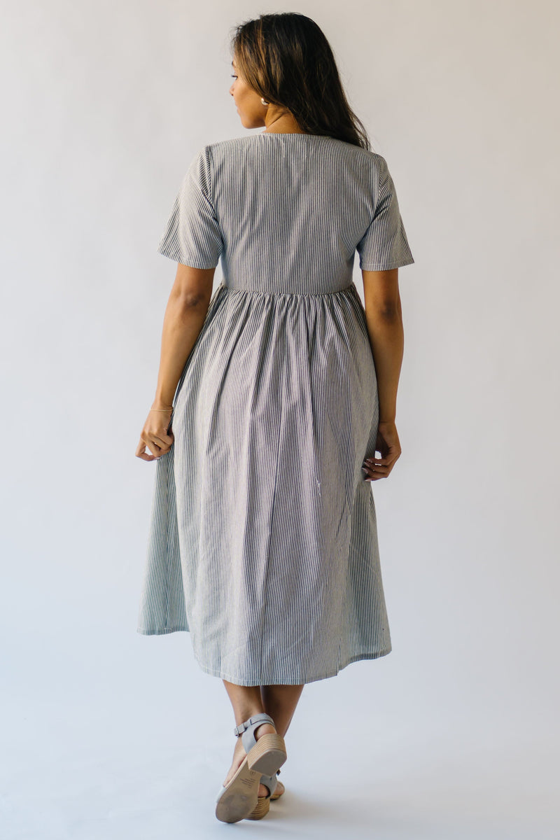 The Zaman Striped Midi Dress in Navy
