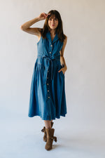 The Anderson Button-Down Midi Dress in Denim