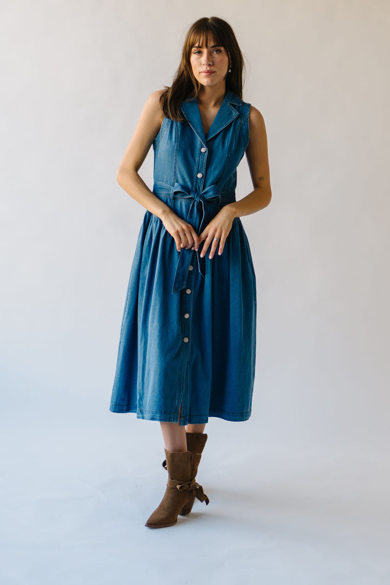 The Anderson Button-Down Midi Dress in Denim