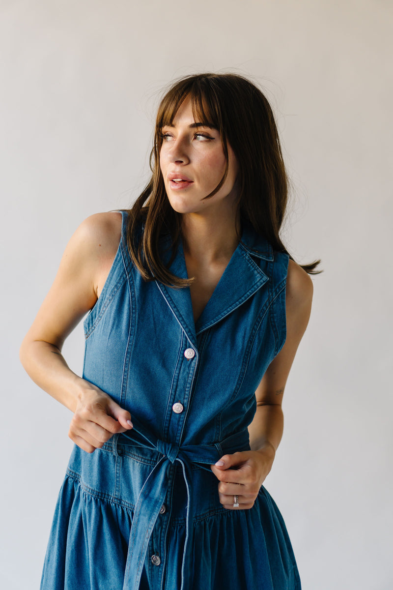 The Anderson Button-Down Midi Dress in Denim