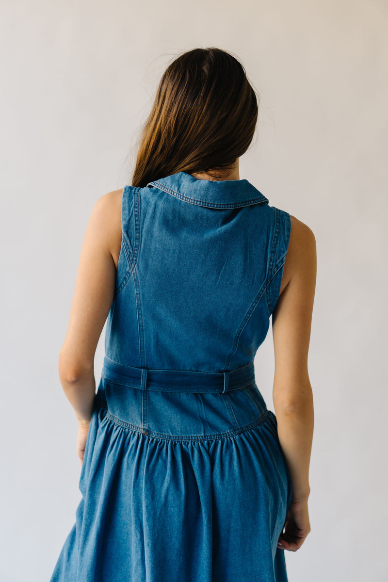 The Anderson Button-Down Midi Dress in Denim