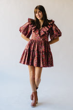 The Timmins Ruffle Floral Dress in Brown Multi