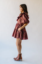 The Timmins Ruffle Floral Dress in Brown Multi