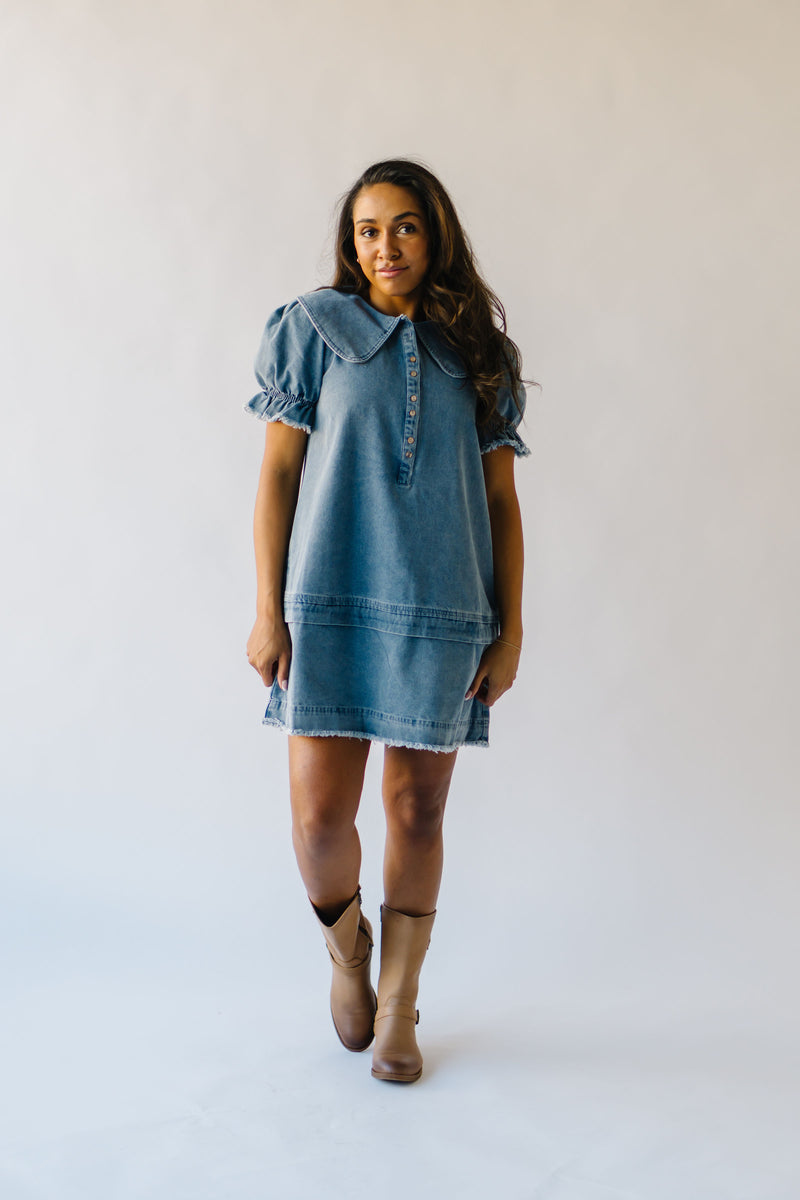 The Wendy Collared Detail Dress in Denim