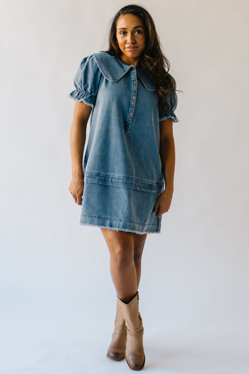 The Wendy Collared Detail Dress in Denim