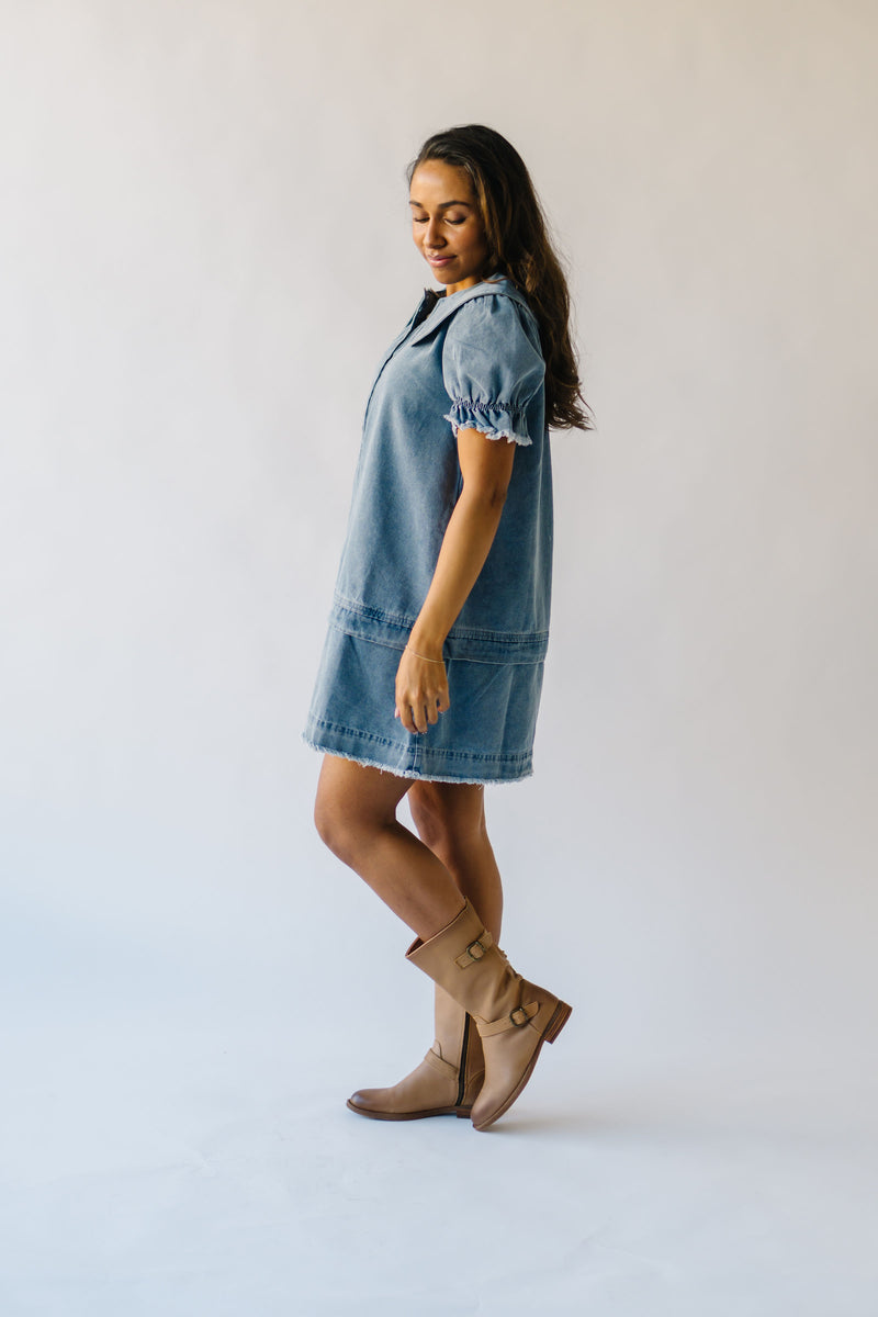 The Wendy Collared Detail Dress in Denim