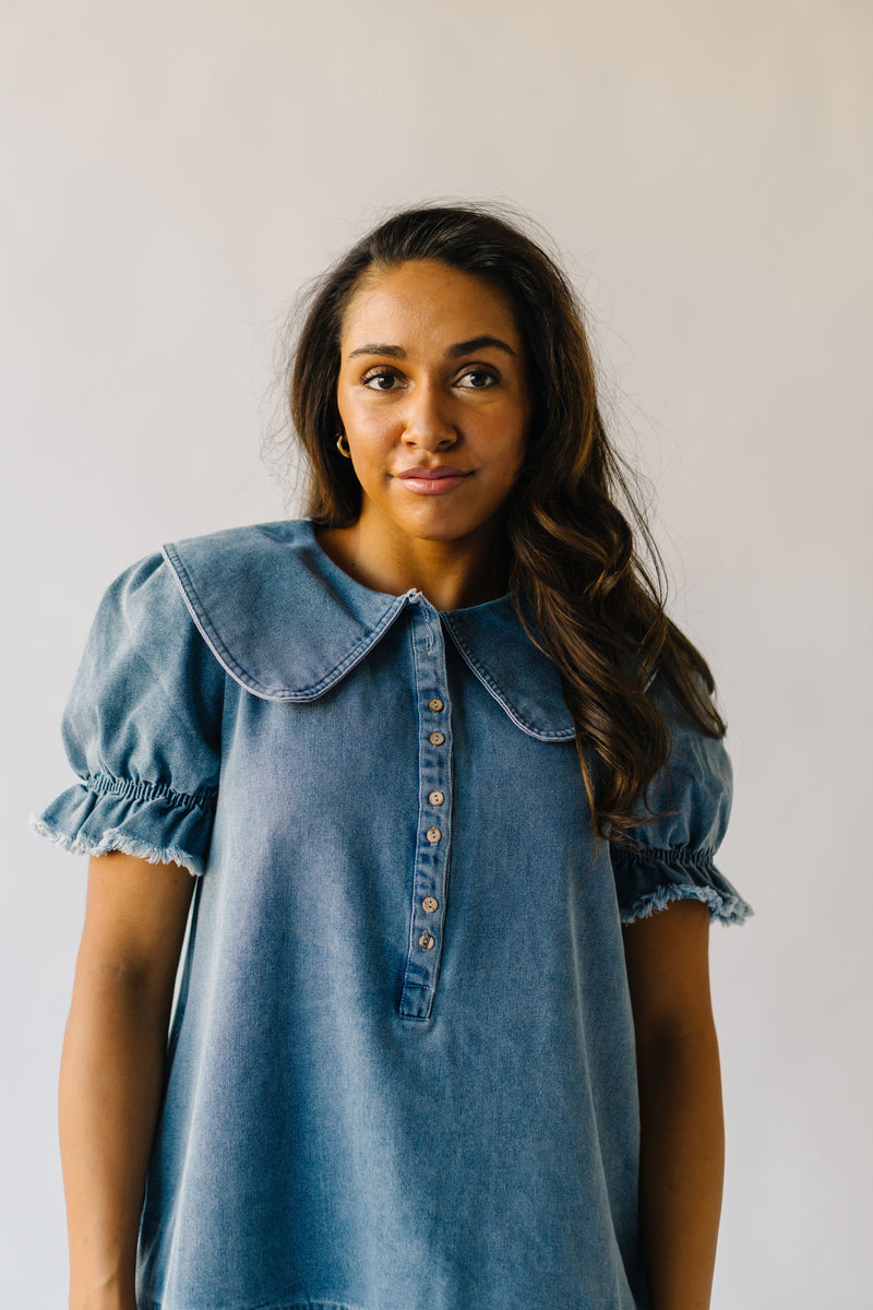 The Wendy Collared Detail Dress in Denim