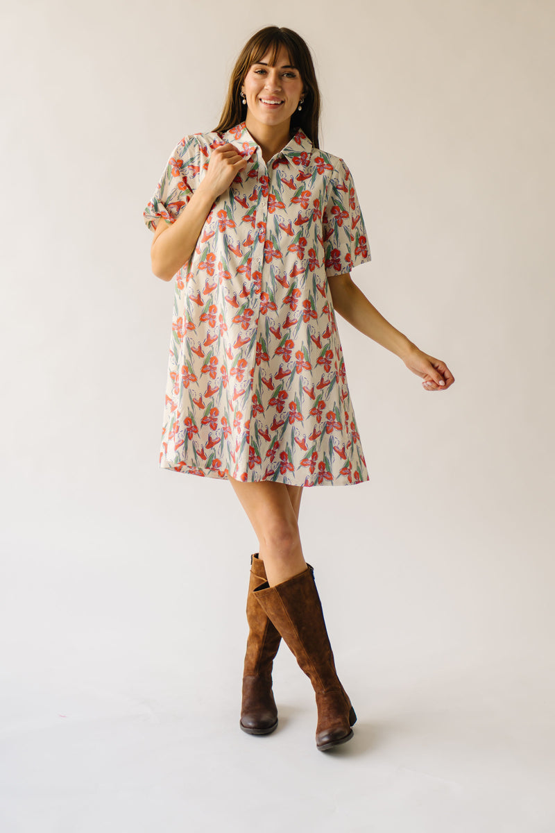 The Sharla Printed Shirt Dress in Iris Floral