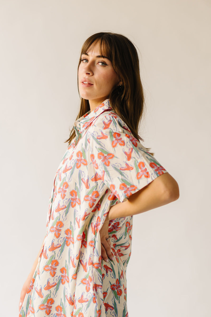 The Sharla Printed Shirt Dress in Iris Floral