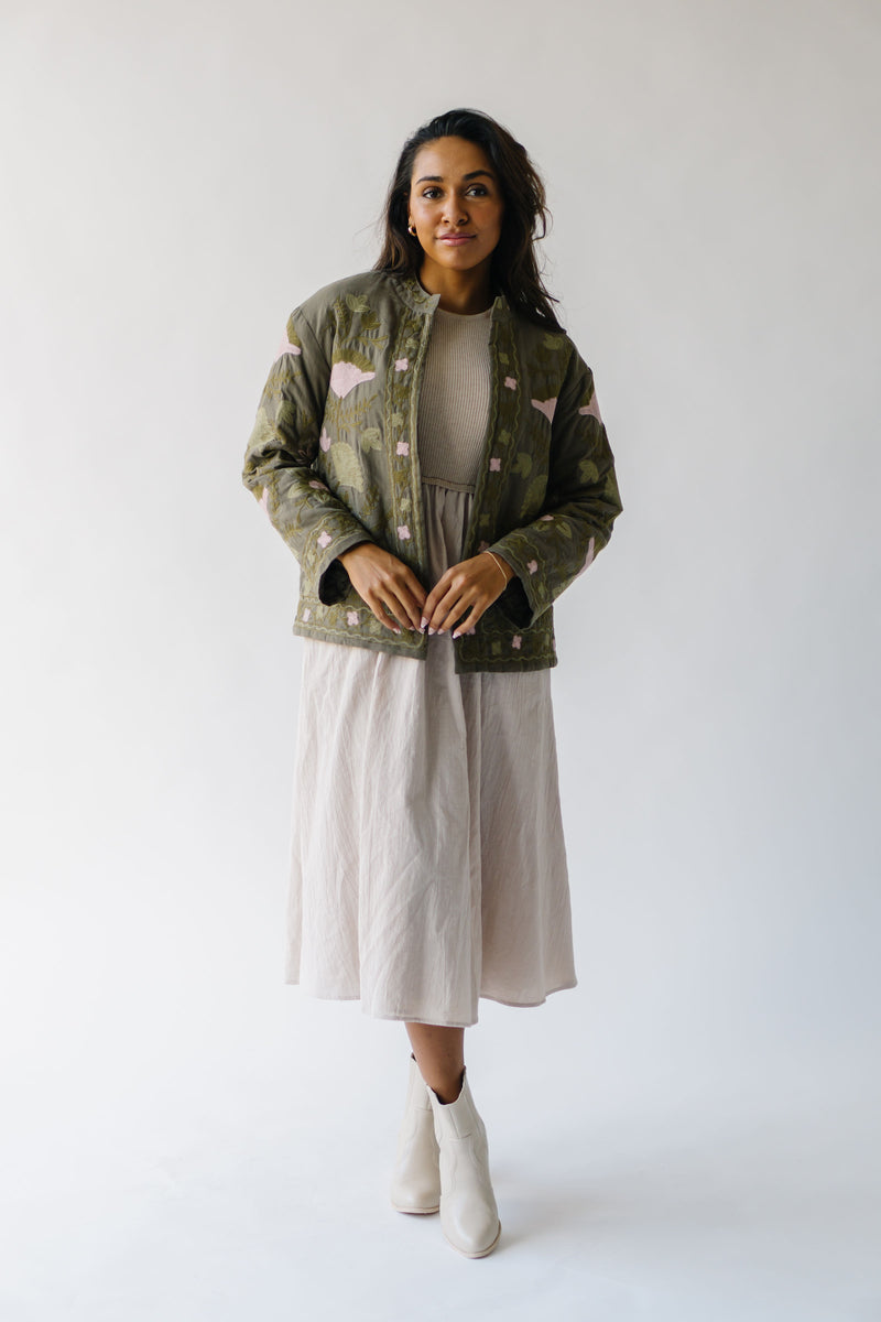 The Brisco Floral Patterned Jacket in Olive