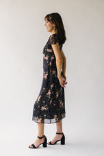 The Catrina V-Neck Floral Midi Dress in Black