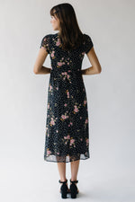 The Catrina V-Neck Floral Midi Dress in Black