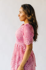 The Ortiz Lace Pattern Midi Dress in Dusty Rose