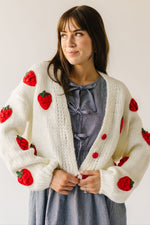 The Renshaw Strawberry Detail Cardigan in Ivory