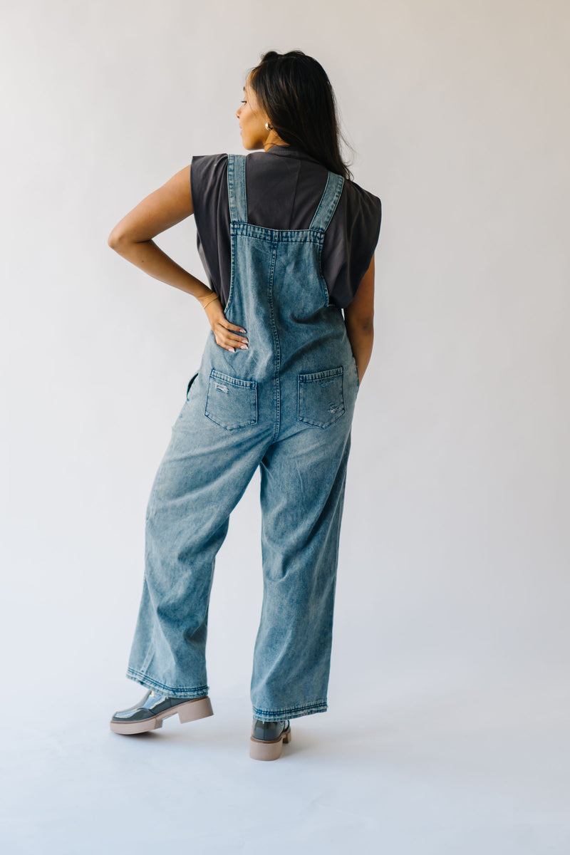 The Dina Wide Leg Overall in Blue Denim