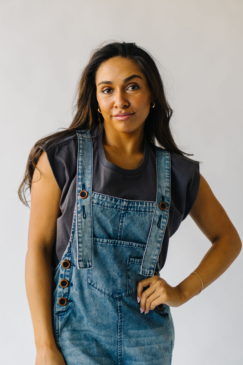 The Dina Wide Leg Overall in Blue Denim