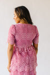 The Ortiz Lace Pattern Midi Dress in Dusty Rose