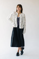 The Riggs Heart Embroidered Button-Down Sweater in Black + White