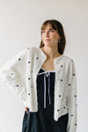 The Riggs Heart Embroidered Button-Down Sweater in Black + White