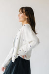 The Riggs Heart Embroidered Button-Down Sweater in Black + White