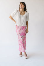 The Wayne Patchwork Floral Maxi Skirt in Pink Multi