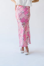 The Wayne Patchwork Floral Maxi Skirt in Pink Multi