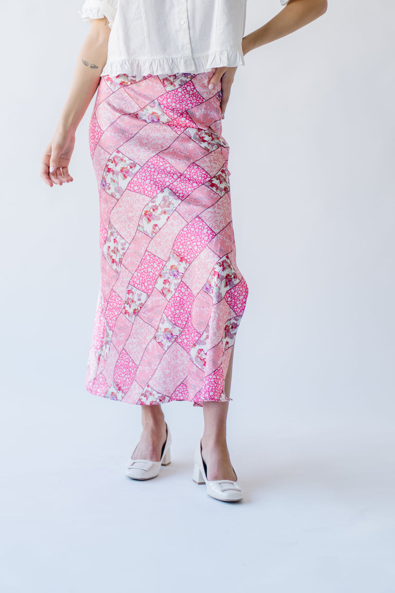 The Wayne Patchwork Floral Maxi Skirt in Pink Multi